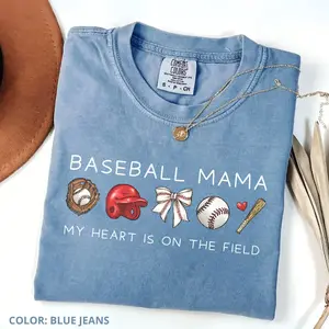 Comfort Colors Baseball Mama T-shirt For Game Day, Baseball Mom T-Shirt, Baseball Tee For Mother's Day Gift