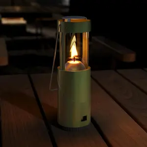 15Hour+ Long  Mini Candle Lantern for Real Candles, Outdoor Camping  Lighting, Portable  Lantern for Power Outages w/ Storage Bag - Green, 1Pack