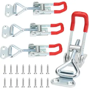 4 Pieces Adjustable Toggle Clamps, Heavy Duty Toggle Latch Clamps, Pull Latches for Doors, Cabinets, Wooden Boxes, 150Kg 330Lbs Holding Capacity with Screws Powlankou