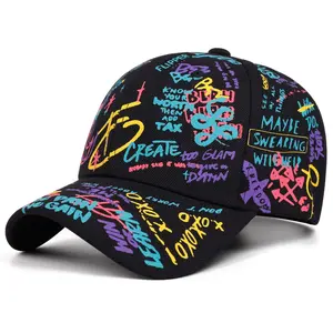 Women’s trendy baseball cap with graffiti hip-hop design, UV protection, printed cap, casual and bold style