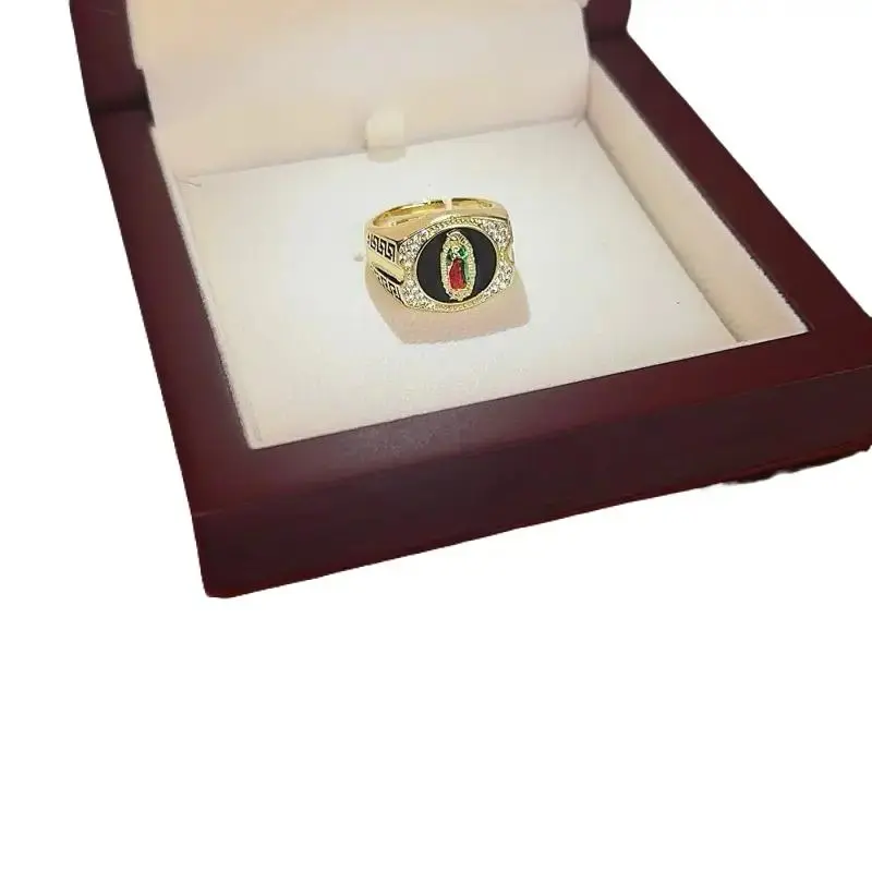 Gold Plated Ring for Women, Our Lady of Guadalupe Religious Faith Jewelry, Open Adjustable Band, Meaningful Gift with Presentation Box, Gold Plated Rings, Open Adjustable Rings