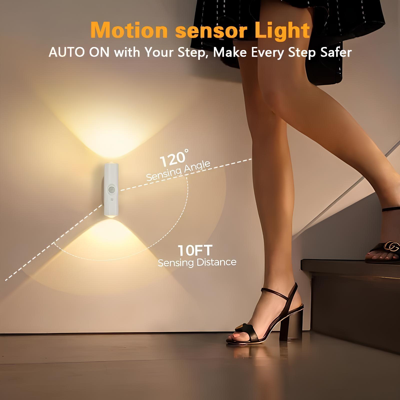 Smart Rechargeable LED Night Light with Motion Sensor | RGB Gradient Ambient Lighting, Dimmable Wall Lamp, Magnetic Stick-On Design, USB Charging, Long Battery Life, Ideal for Halloween Decor, Bedroom, Stairs