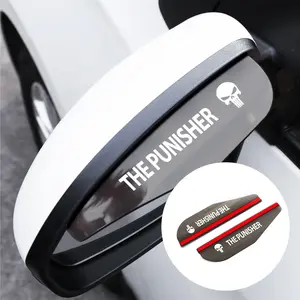 2pcs the Punisher Car Rearview Mirror Rain Eyebrow, Anti-Drop Waterproof Sunshade, Clear Driving Visibility, Exterior Decoration Accessories