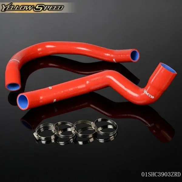 ALLGOOD Red Silicone Radiator Hose Kit (2PCS, 3-Ply Nylon) - 4.5mm High-Temp Heat-Resistant 4.0L Automotive Engine Parts for 1991-2001 Jeep Cherokee XJ L6, Engine Cleaning Tool, Includes Clamps Kit