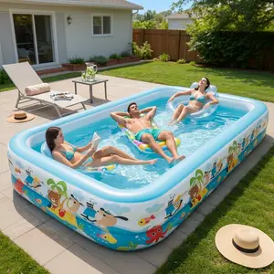D4457886973Thickened, Extra Thick LSHT882-57.8 inch/1.47m foldable inflatable swimming pool suitable for backyard garden camping. Large outdoor water recreation equipment. Summer water party paradise. Portable design for easy storage.