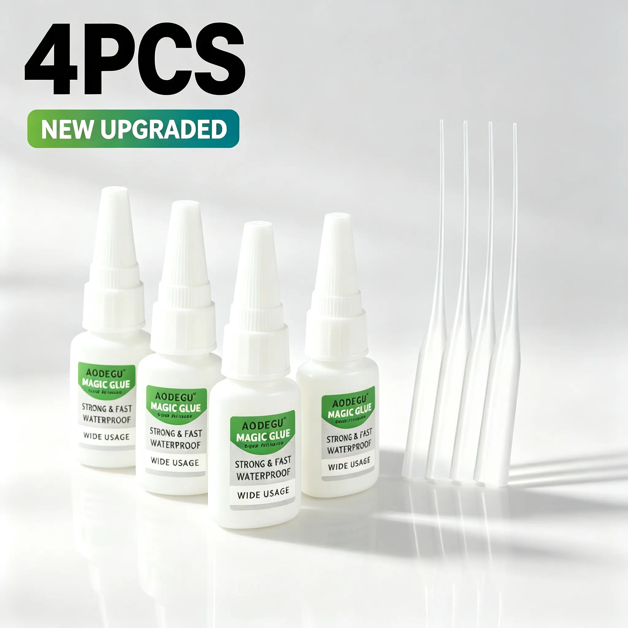 4 Pack All Purpose Heavy-Duty Instant Super Glue with Precision Anti-Clog Nozzle, Fast Drying Adhesive, Waterproof High Strength Glue for Bonding Tasks on Plastic, Metal, Wood, Glass, Rubber, Leather, Ceramic, Household DIY & Professional Repairs