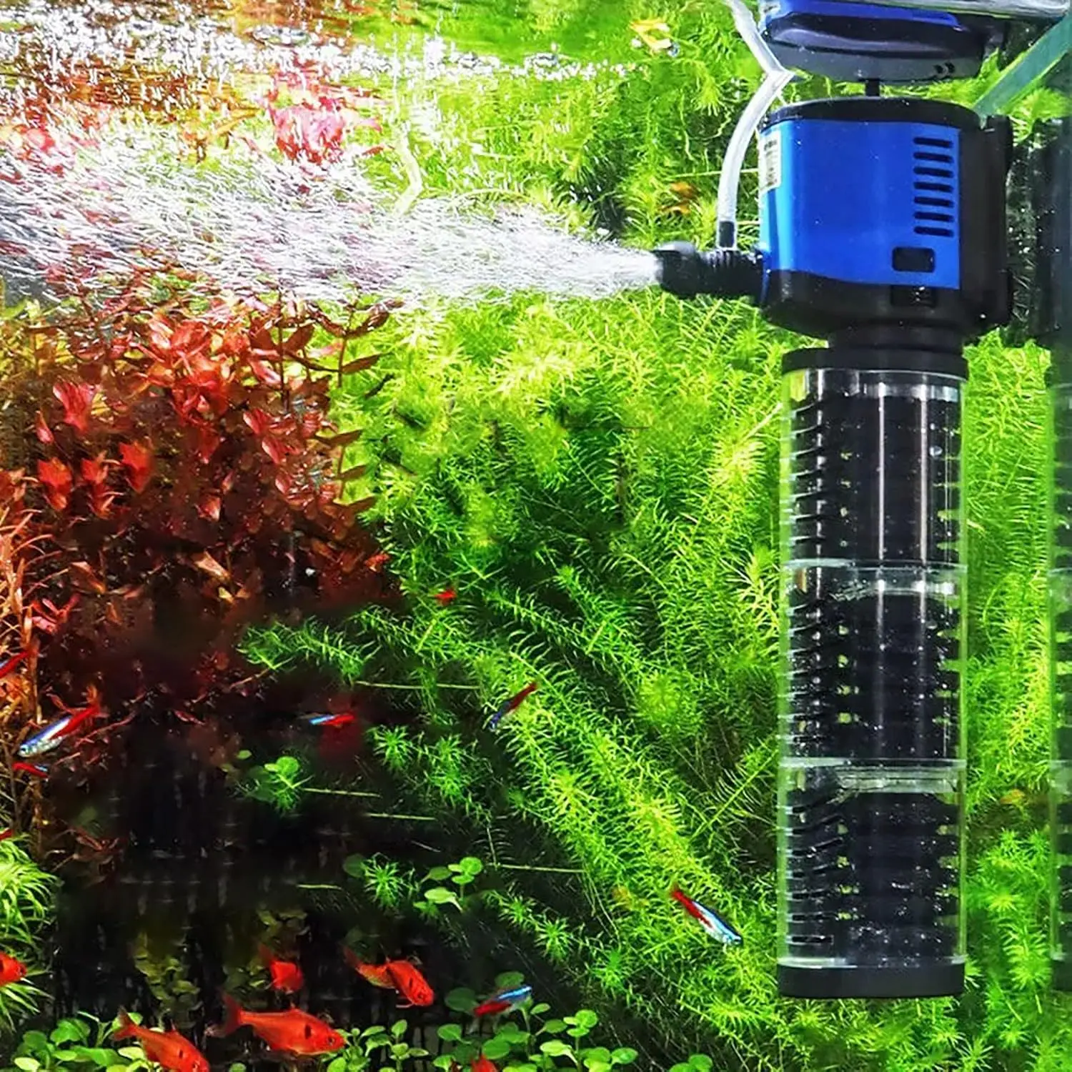 TARARIUM Aquarium Filter 3-Stage in-Tank Filter Internal 260GPH Fish Tank Filter for 30-75 Gal Tank with Wave Maker & Oxygen Supply, Turtle Tank Filters, Small Ponds,Saltwater & Freshwater Systems