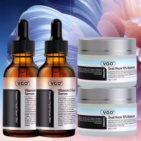 VGO-Snail Skincare Face Wash and Moisturizing Cream Set for Maximum Comfort VGO Spring Glow Up Snail Mucin 92% Moisturizer Daily Face Gel Cream for Dry & Sensitive Skin, Hydrate Nourishing Serum