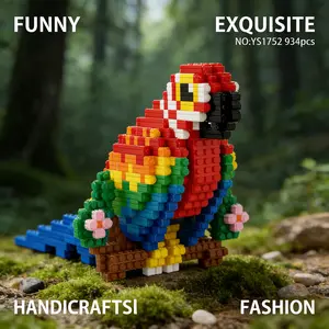 1544pcs Colorful Parrot Series Building Blocks Toy, Creative DIY Craft Decorations, Desktop Home Living Room Decoration Gift