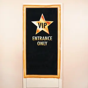 3 ft. x 6 ft. Black & Gold VIP Entrance Only Plastic Door Cover