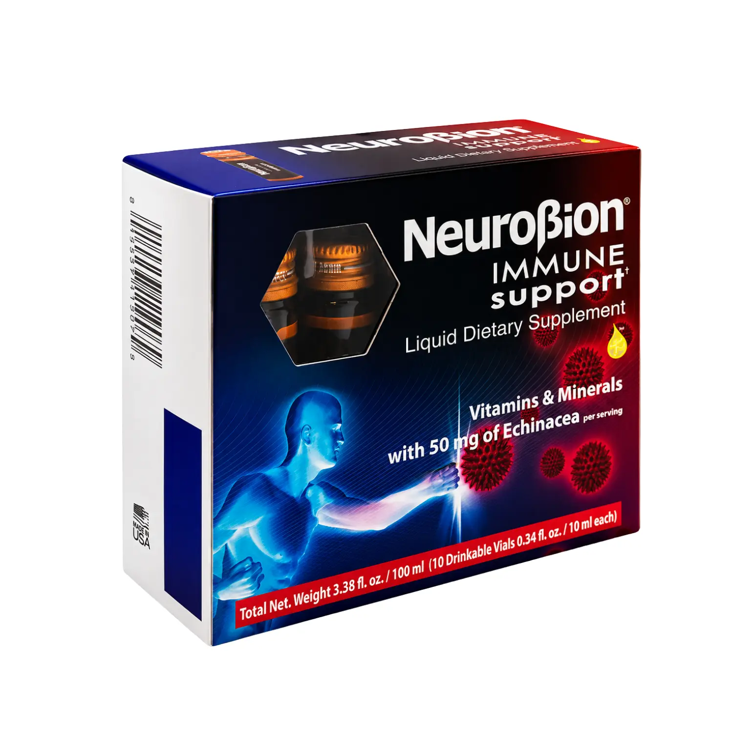 Neurobion Echinacea-Infused Lactose-Free Dietary Liquid Supplement - 10x10 ml Vials, 20g Vitamins (Including Vitamin A) & Minerals, 12-Month Shelf Life, Immune Support, Provides Extra Energy Healthcare Edible