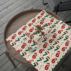 Santa Hats and Candy Doodles Wrapping Paper | Christmas Holiday Pattern