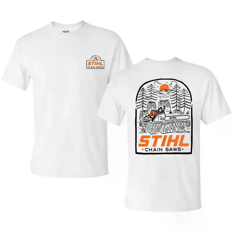 Into The Woods T-shirt, STIHL Graphic Tee, Outdoor Logging Workwear Shirt For Men