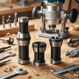 High Precision Carbon Steel Router Collet Extension Adapter Compatible with Trimming Bits DIY Woodworking Tools for Professional Craftsmanship Holiday Decoration Carving and Enhanced Project Accuracy