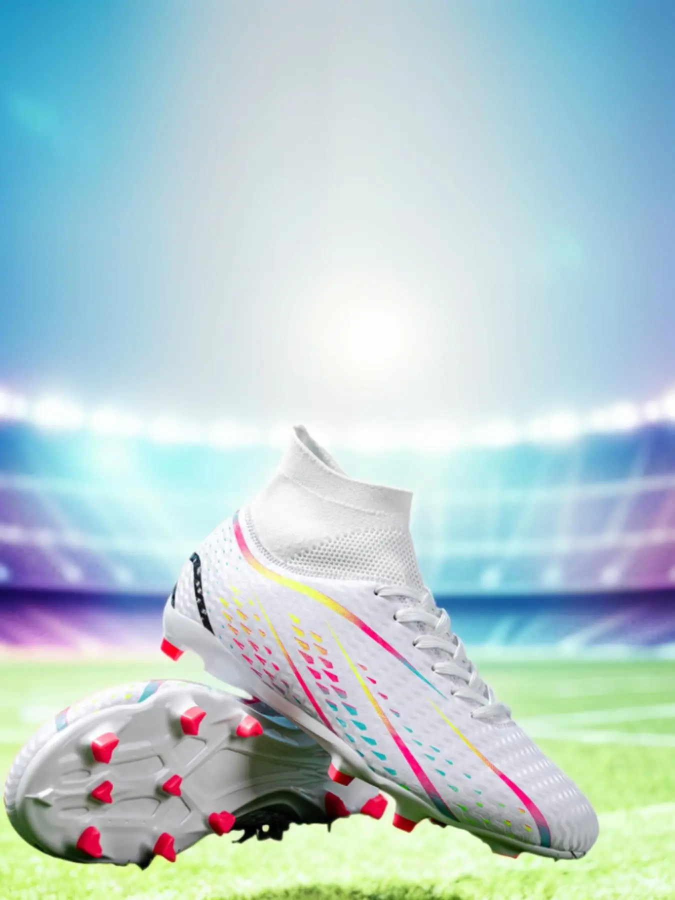Men's Lace Up Soccer Shoes, Comfortable Breathable Football Shoes, Professional Football Cleats, High Top Football Shoes for Outdoor Training, Football Field Boots