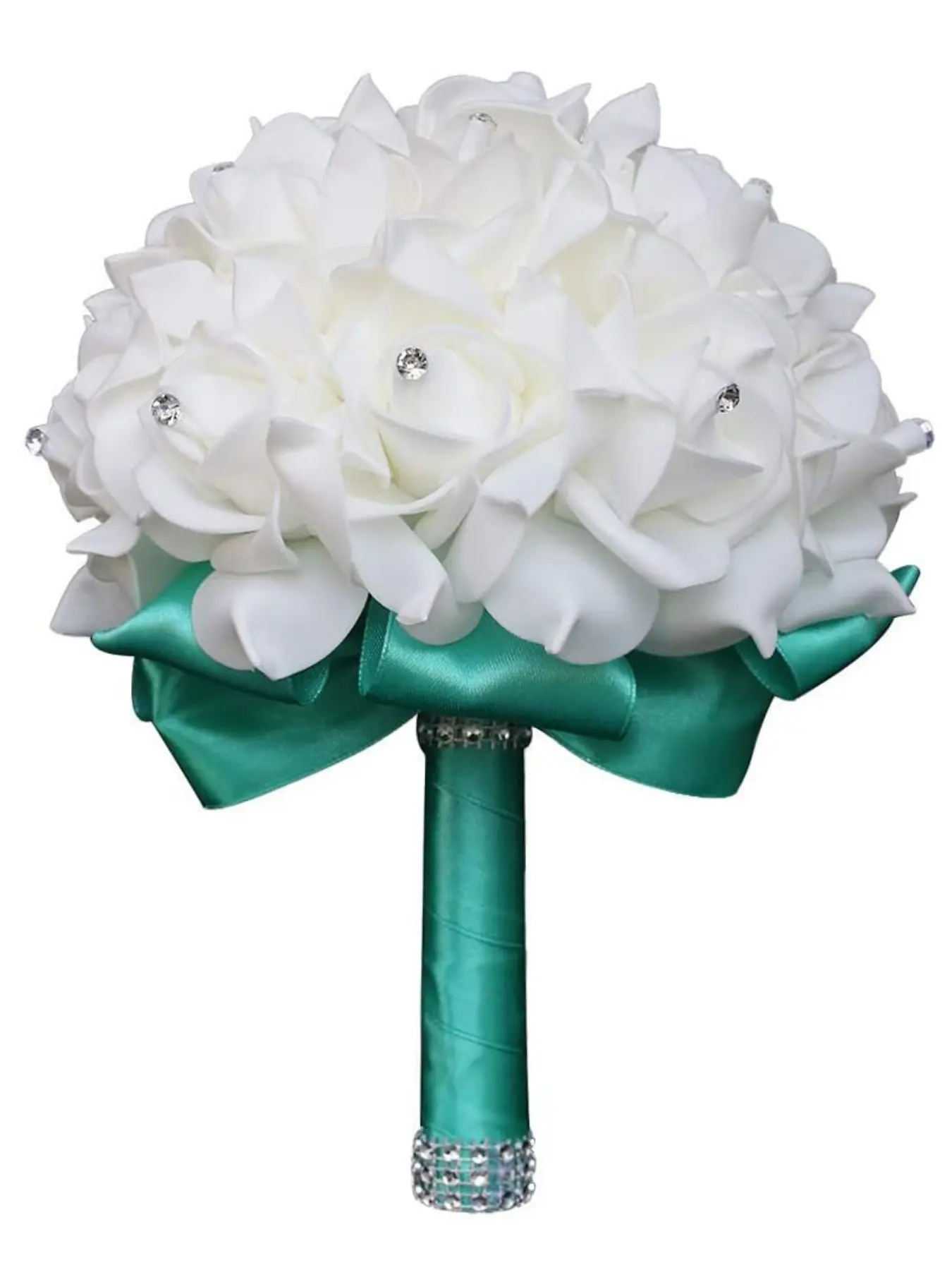 Elegant bridal wedding bouquet-various colors-with rhinestone handle-artificial simulation bouquet-Decorative Flower-suitable for bridesmaids, flower throwing, wedding parties, church decorations and photo props, engagement Valentine's Day