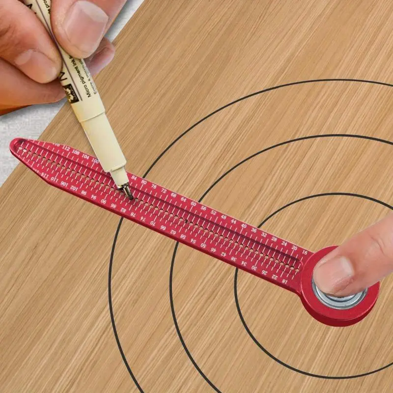 High Precision Aluminum Woodworking Scribe Gauge with Pocket Clip - Carpentry Compass Circular Drawing Tool for Accurate Hole Marking and Measurement Ruler Hardware