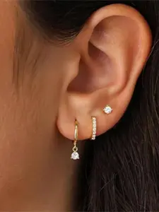 Women's Earrings Set, Hypoallergenic, Includes Dainty Lightweight Hoops and Pendant Earrings, Stackable Studs, Suitable for Multiple Ear Piercings