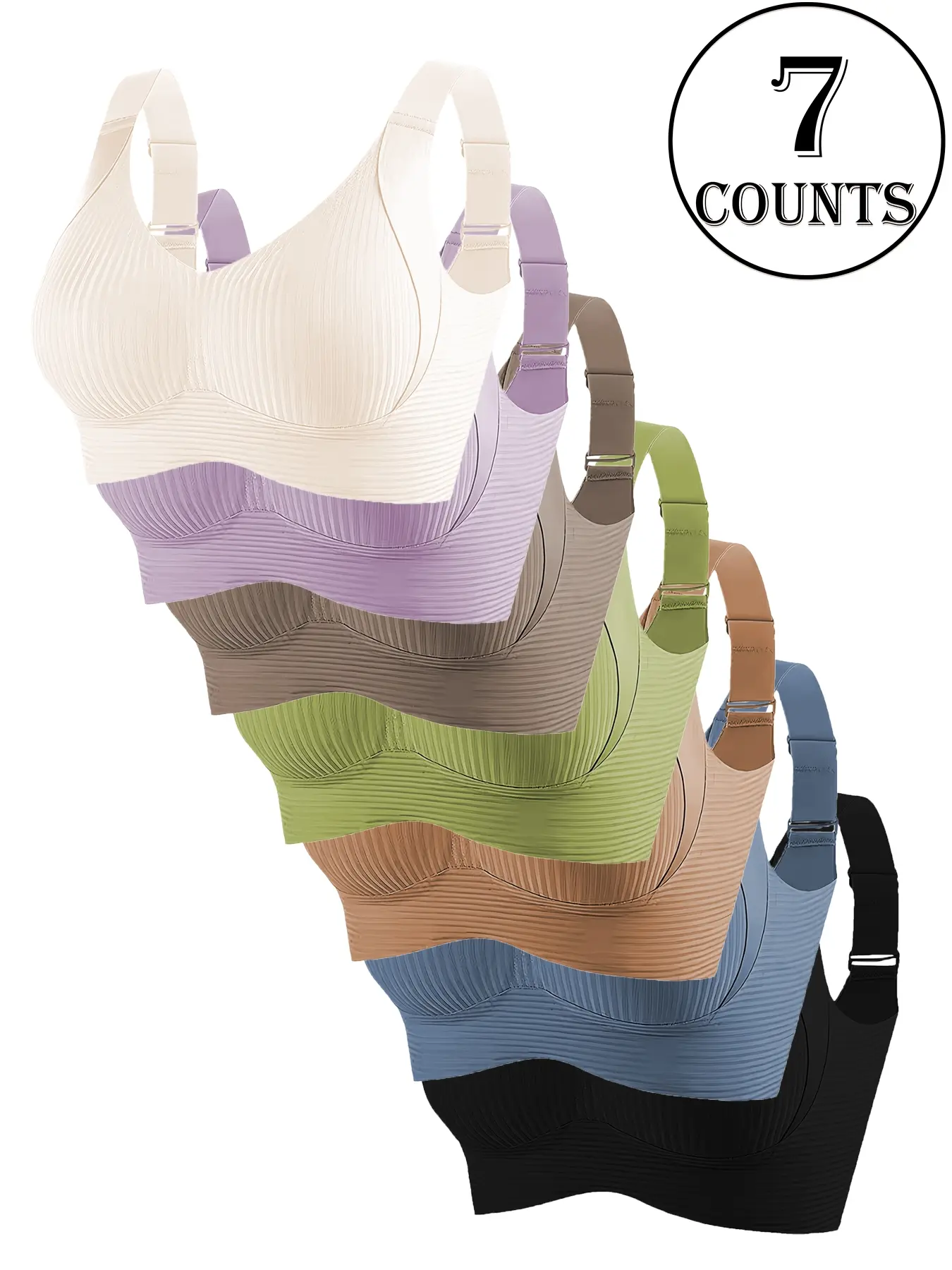 Women's Seamless Wireless Bra, Adjustable Wide Straps, Comfortable Breathable Lingerie, Medium Support, Casual All-Season Wear Women's Seamless Wireless Bra, Adjustable Wide Straps, Comfortable Breathable Lingerie, Medium Support, Casual All-Season Wear