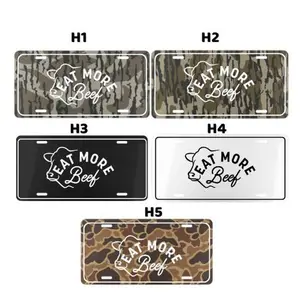 Camo Eat More Beef License Plate, Aluminum Car Tag for Truck, Farmhouse Ranch Vehicle Decor, Country Western Auto Accessory, Hunting Outdoor Style Gift for Farmers and Beef Lovers