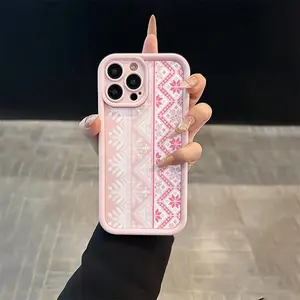 Pink Retro Totem Painting TPU Material Anti-Drop Hole Precise All-Inclusive Protective Case Suitable for IPhone17 11 12 13 14 15 16 Pro Max Air Plus