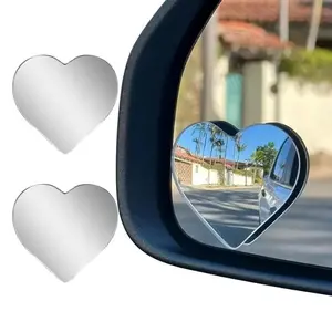 Joytutus 2 Pack Heart-Shaped Blind Spot Mirror for Cars Wide Angle Side View Mirror Universal Fit Frameless Design 360-Degree View Modern Aesthetic