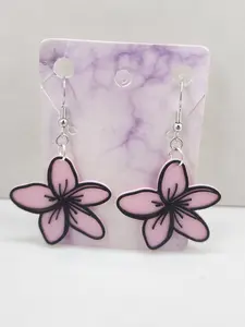 Hawaiian Plumeria Flower 3D Printed Earrings - Elegant Design with Unique Floral Detail