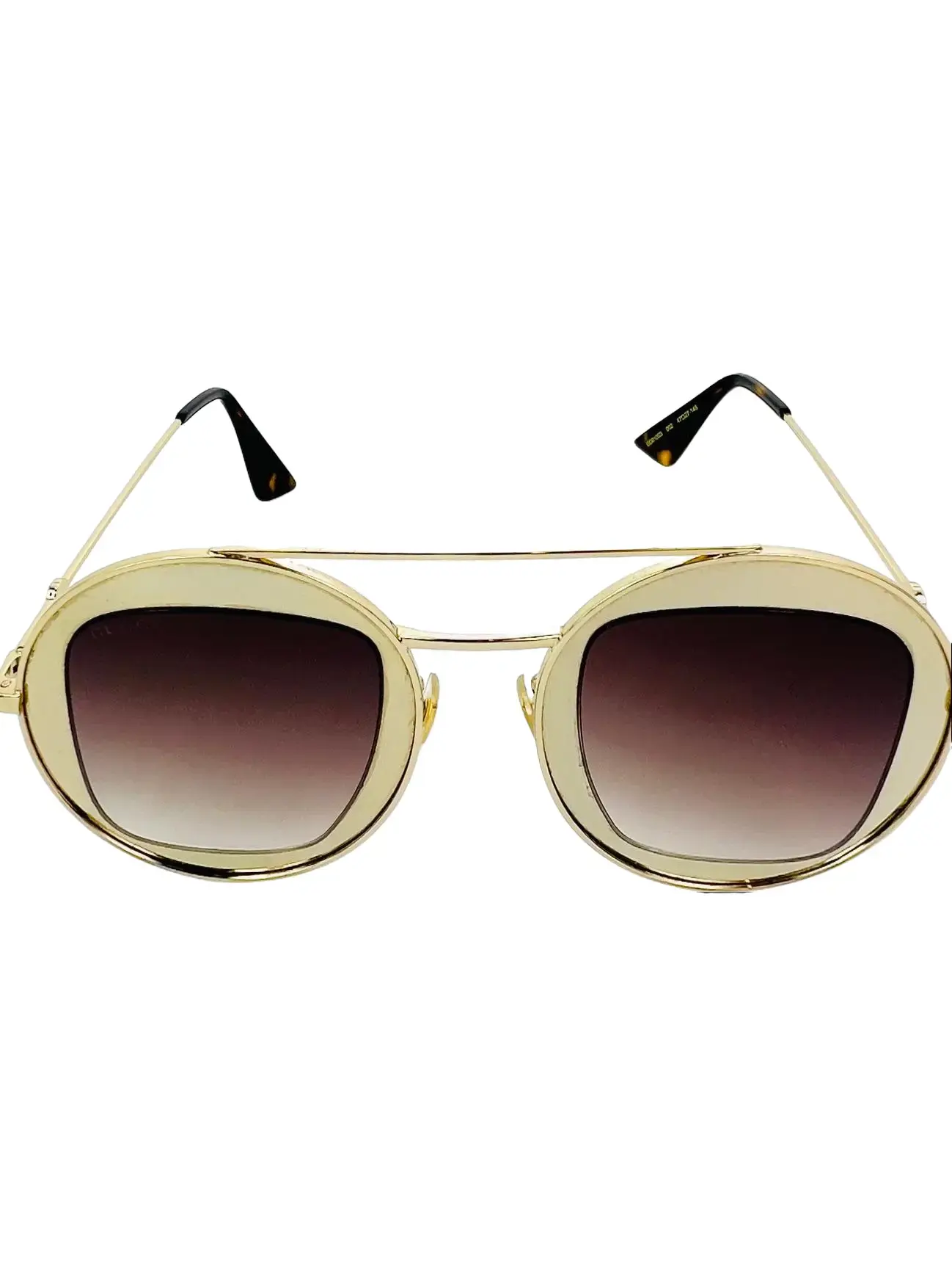 Pre-owned Gucci GG0105S 002 Round Frame Sylvie Web Gold Metal Frame Glasses, 27 mm Lens, 100% UV Protection, Sunglasses, Very Good