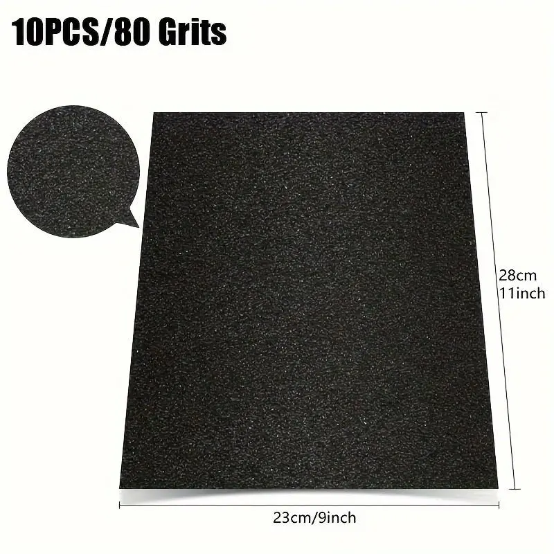 10-piece sandpaper set for wood and metal sanding, wet/dry sandpaper (60/80/120/240/320/600 grit)