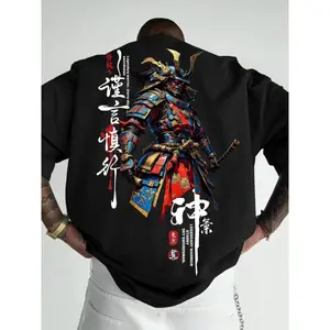 Samurai Warrior Graphic Print T Shirt Unisex Streetwear Vintage Inspired Cotton Tee Casual Summer Outfit Gift For Anime Style Fans