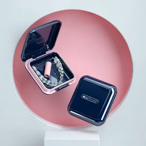 (2pcs)Elderly Denture Organizer Box – Waterproof Teeth Holder with Mirror & Separate Sections – Secure Storage for Partial Dentures, Aligners or Night Guards – Lightweight & Odor-Resistant Case Oral