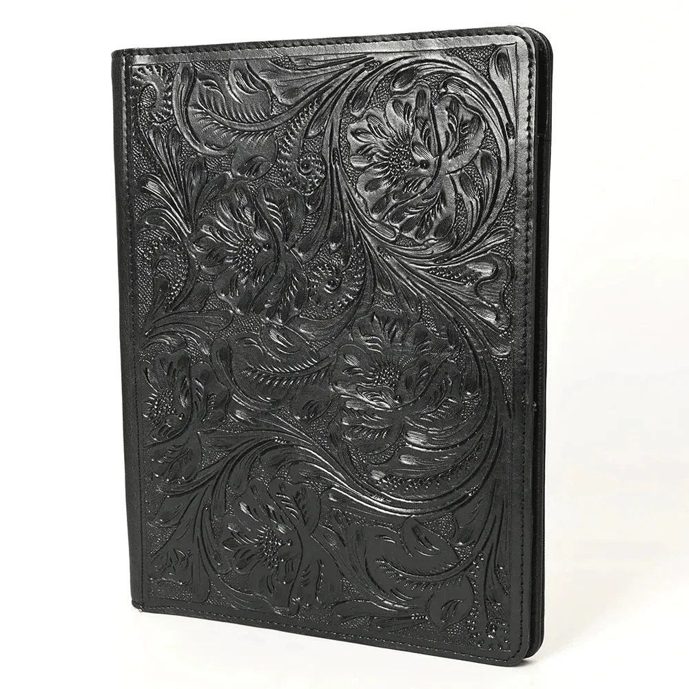 Lancaster Black Hand Tooled Leather Portfolio