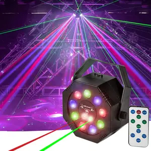 Disco Party Light DJ Laser Projector Light RGB Disco Light Red and Green Pattern Light Strobe Light for Home Room Dance Party Birthday Karaoke Halloween Christmas Wedding Show Club Decoration Laser Projector