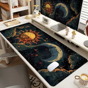1pc Extra Large Sun - Moon - Stars Mouse Pad Fantasy Desk Pad,Computer Keyboard Mousepad with Non - Slip Rubber Base Durable Stitched Edge Perfect Gift for Home and Office, Office Gadgets
