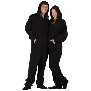 Jet Black Adult Hoodie Chenille Onesie