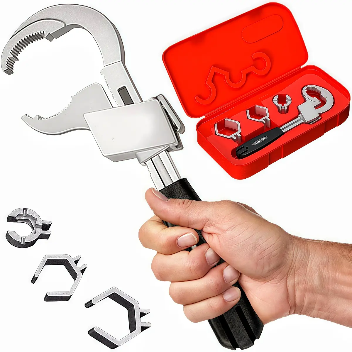 Universal Double-Ended Basin Wrench with Box - Multi-Functional Sink & Bathroom Wrench, Large Open End Double-Ended Adjustable Heads for Water Pipe Repair,Water Pipe Repair Tool|Adjustable Wrench Set|Durable Construction, Pipe Wrenches