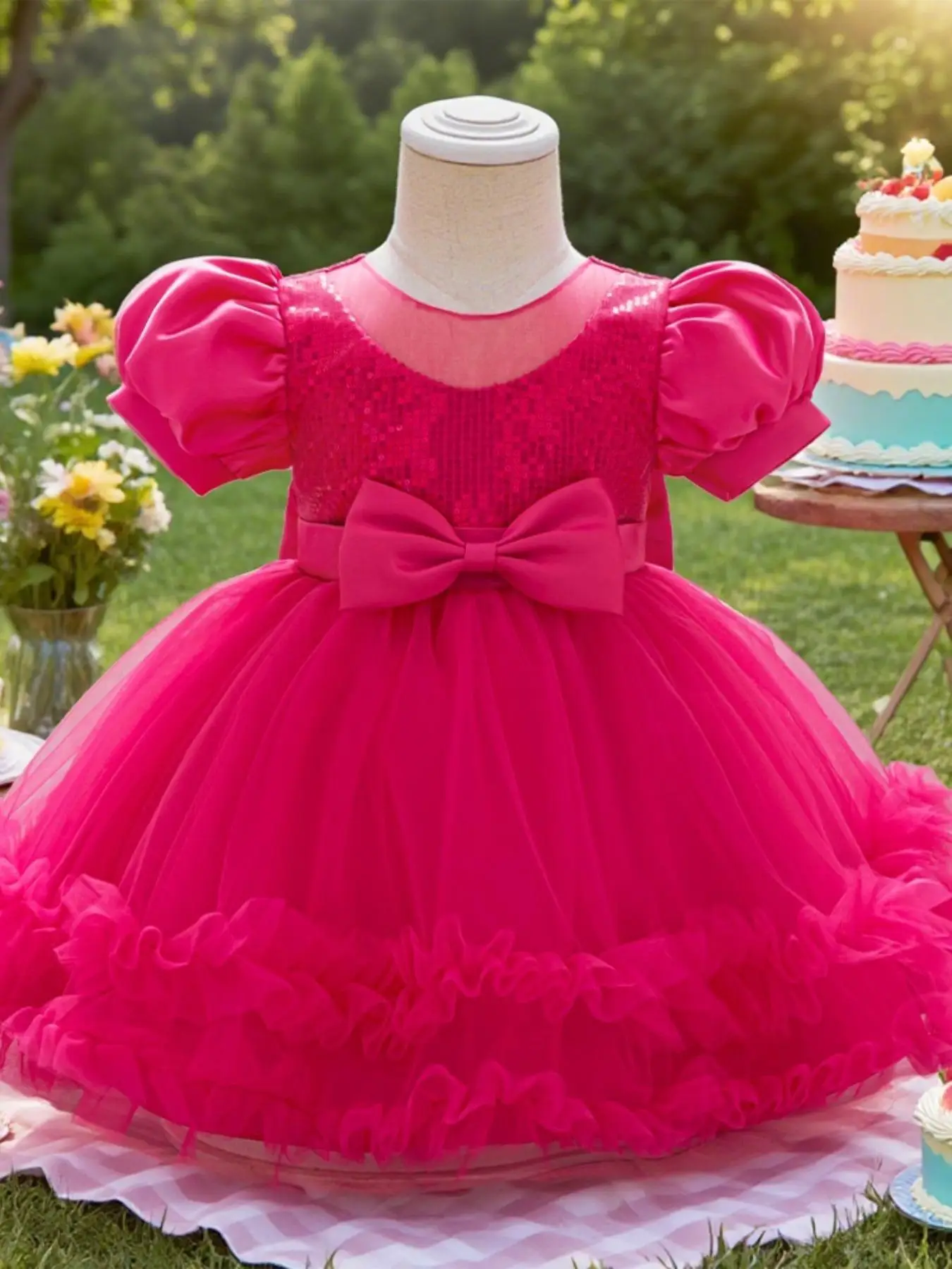 Sequin Dress for Girls Elegant Toddler Birthday Princess Dress Tulle Ballet Skirt for Weddings and Parties