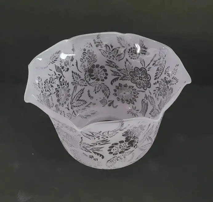 Victorian Lace Etched Glass Lamp Shade – 8" Top, 4" Fitter