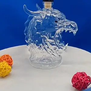 Dragon Head Shaped Whiskey Decanter, Unique Handcrafted Glass Liquor Bottle, Perfect Gift for Men, Home Bar Decor, Collectible Display