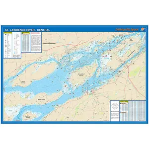 St Lawrence River - Central (1000 Islands-Howe Is to Wellesley Is) Fishing Wall Map