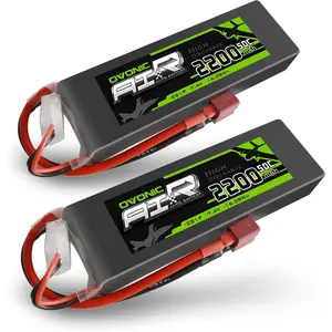 OVONIC 2s Lipo Battery 50C 2200mAh 7.4V Lipo Battery Soft Case with Dean-Style T Connector for RC Evader BX Car RC Truck RC Truggy RC Airplane UAV Drone FPV(2 Packs)