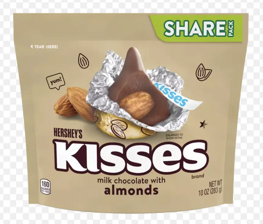Hershey's Kisses Milk Chocolate with Almonds Share Pack 10 oz 283 g