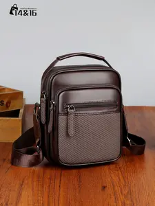 1pc Men's single shoulder crossbody bag, Zippered sling bag, Shoulder Messenger Bag, with solid color zipper closure, casual retro style, suitable for daily commuting, work, adjustable shoulder strap
