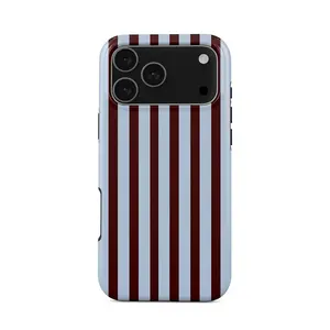 Offline – iPhone 17 Pro Max Case |       Brown & Blue Vertical Stripes Design |       Trendy Aesthetic, Durable Dual-Layer Protection |       Compatible for iPhone 17 Air, 16, 15, 14, 13, 12, 11 / Pro Max, Plus & Mini Compatible with Samsung Galaxy S25