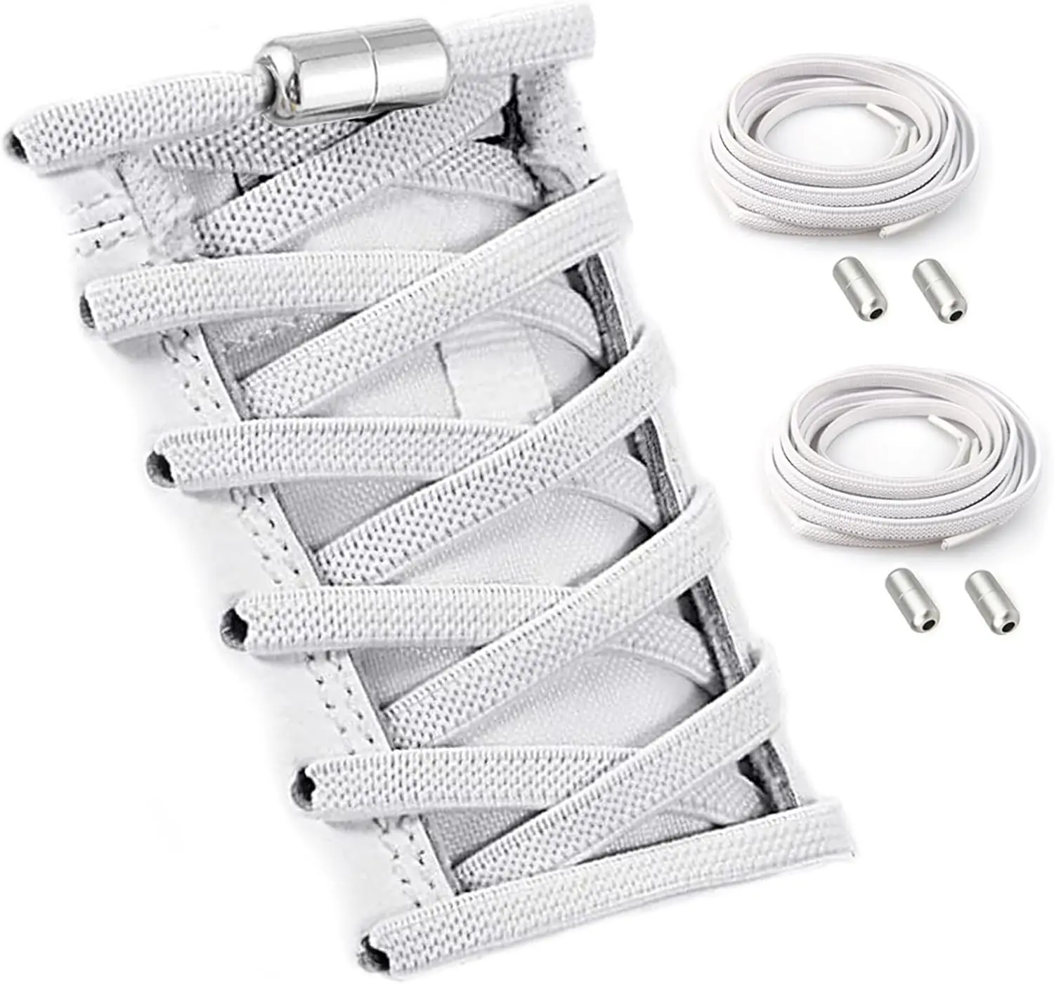 2 Pairs Shoelaces Elastic No Tie Shoe Laces for Adults,  and , One Size Fit  for Shoes.