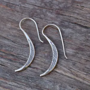 Simple Feather Earrings - Unisex Design with Clear Beads and Simple Earring Size
