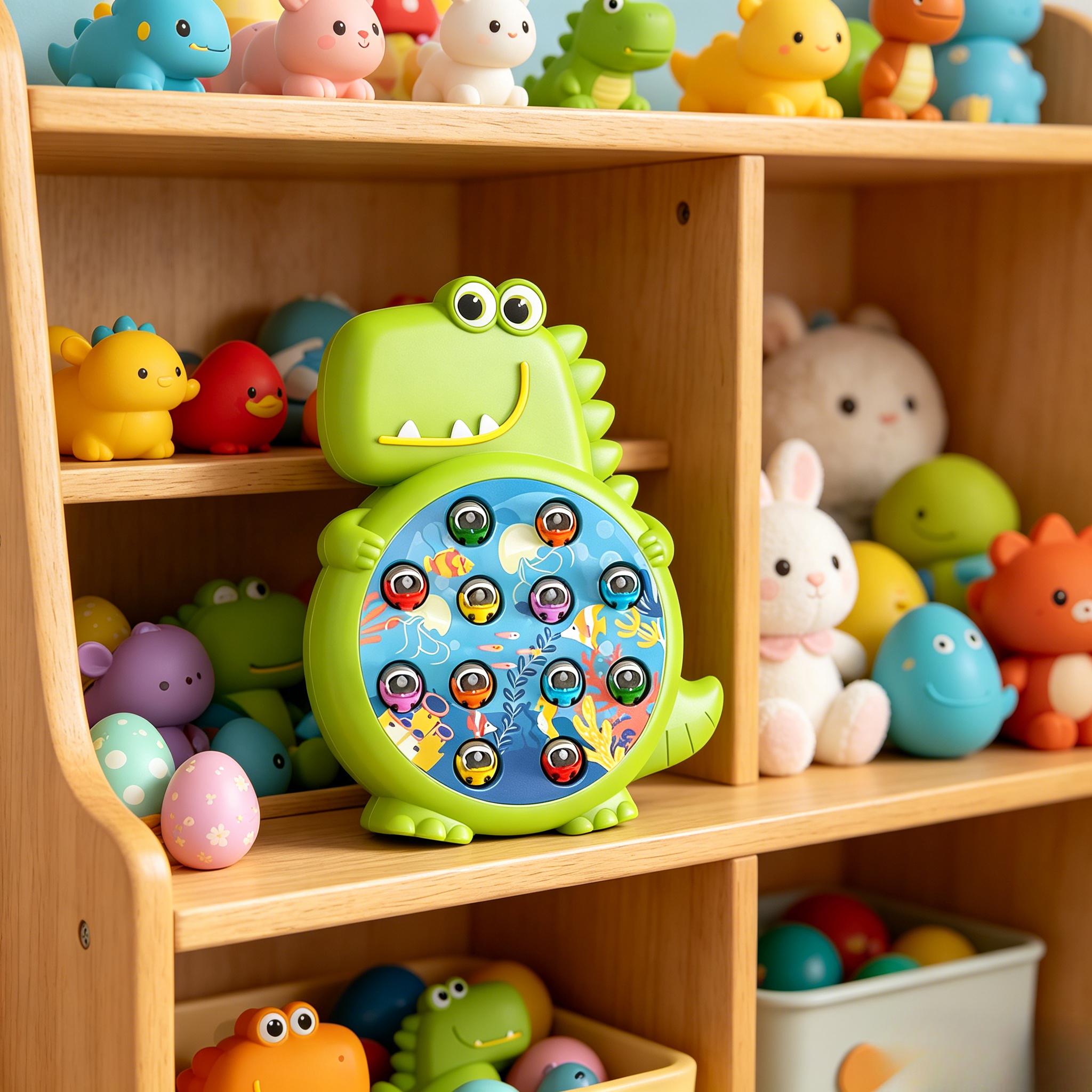 Cute Dinosaur Magnetic Fishing Game Toy for Kids, Interactive Early Education Toy with 12 Fishes & 2 Rods, Perfect for Easter Basket Stuffers, Preschool Learning & Family Playtime