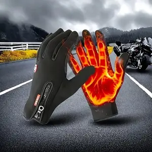 Motorcycle Gear,Winter Gloves for Cycling & Motorcycle Riding - Warm, Windproof with Zipper Closure, Non-Slip Grip - Fleece Lining - For Men & Women - Suitable for Cold Weather Activities