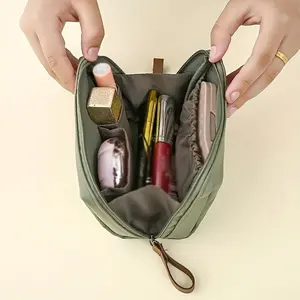 Small Solid Color Portable Makeup Bag, Travel Cosmetic Pouch, Brush Pouch, Cosmetics Organizer, Storage Organizer For Daily Use