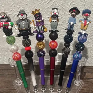 Homies Pens Set of 6 - Colorful Character Designs with Unique Bead Caps and Assorted Colors